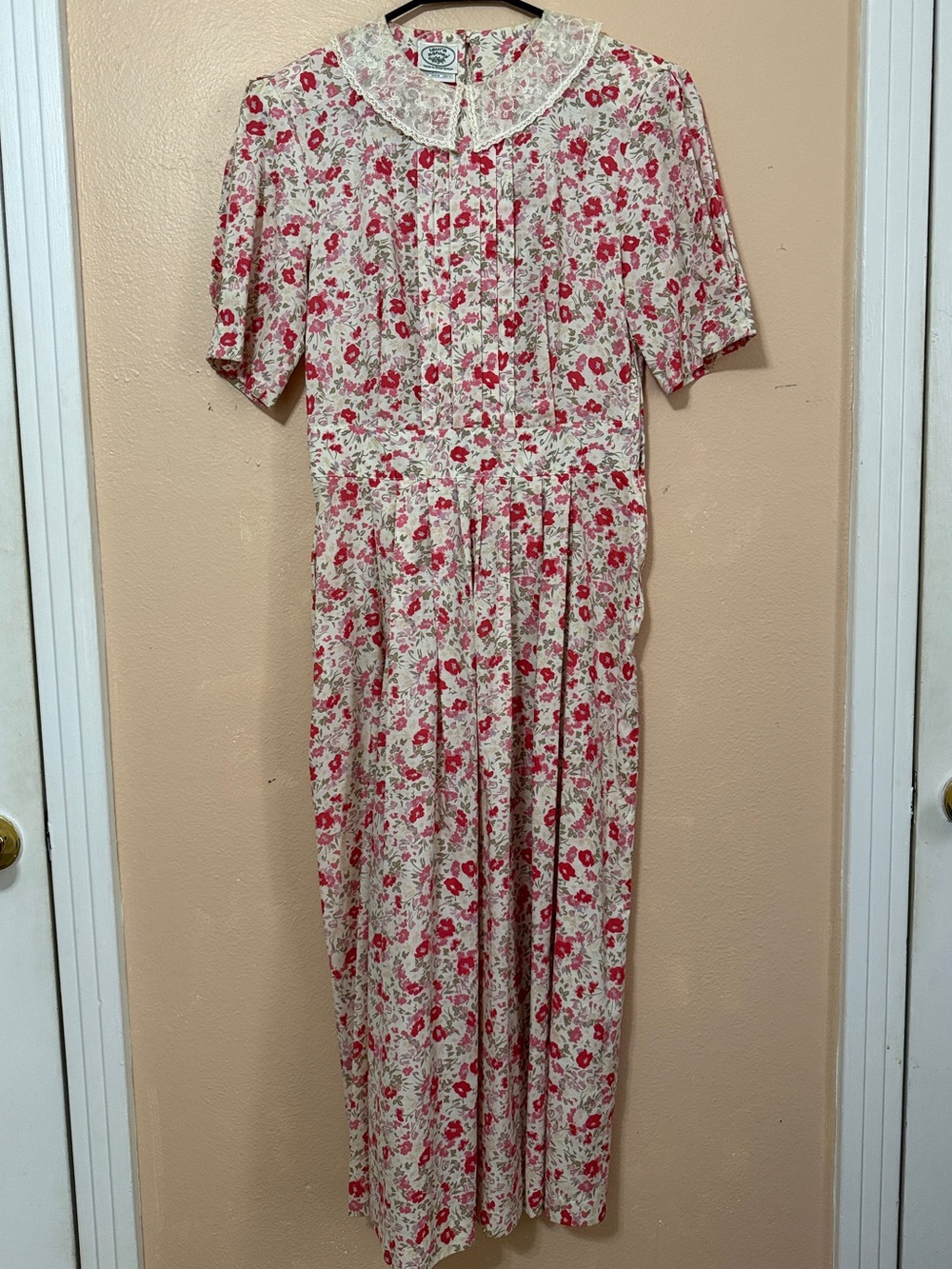 VTG Laura Ashley Floral Lace Peter Pan Collare Dress Made in Great Britain - Picture 3 of 14